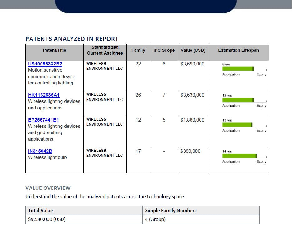 Patent Valuation Report - Porfolio