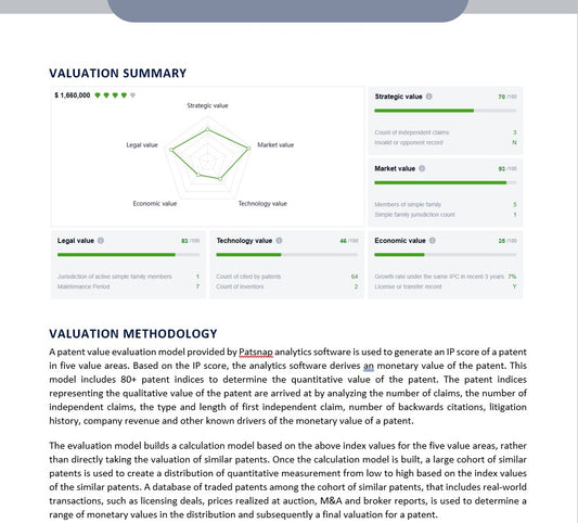 Patent Valuation Report - Single Patent